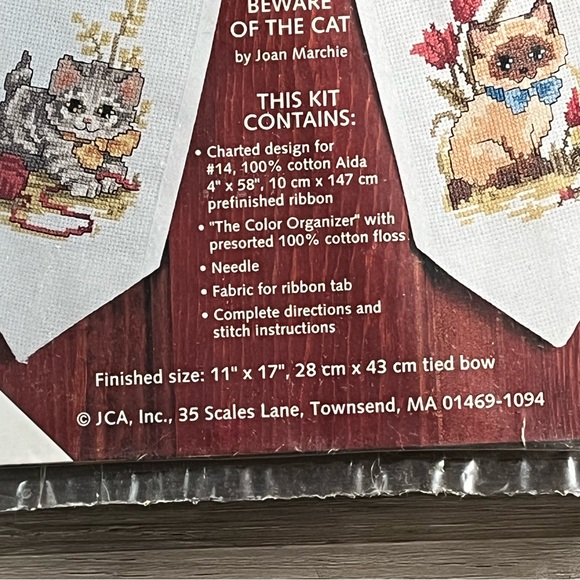 NWT Bow Ties Beware of the Cat Counted Cross Stitch Kit - Picture 8 of 13
